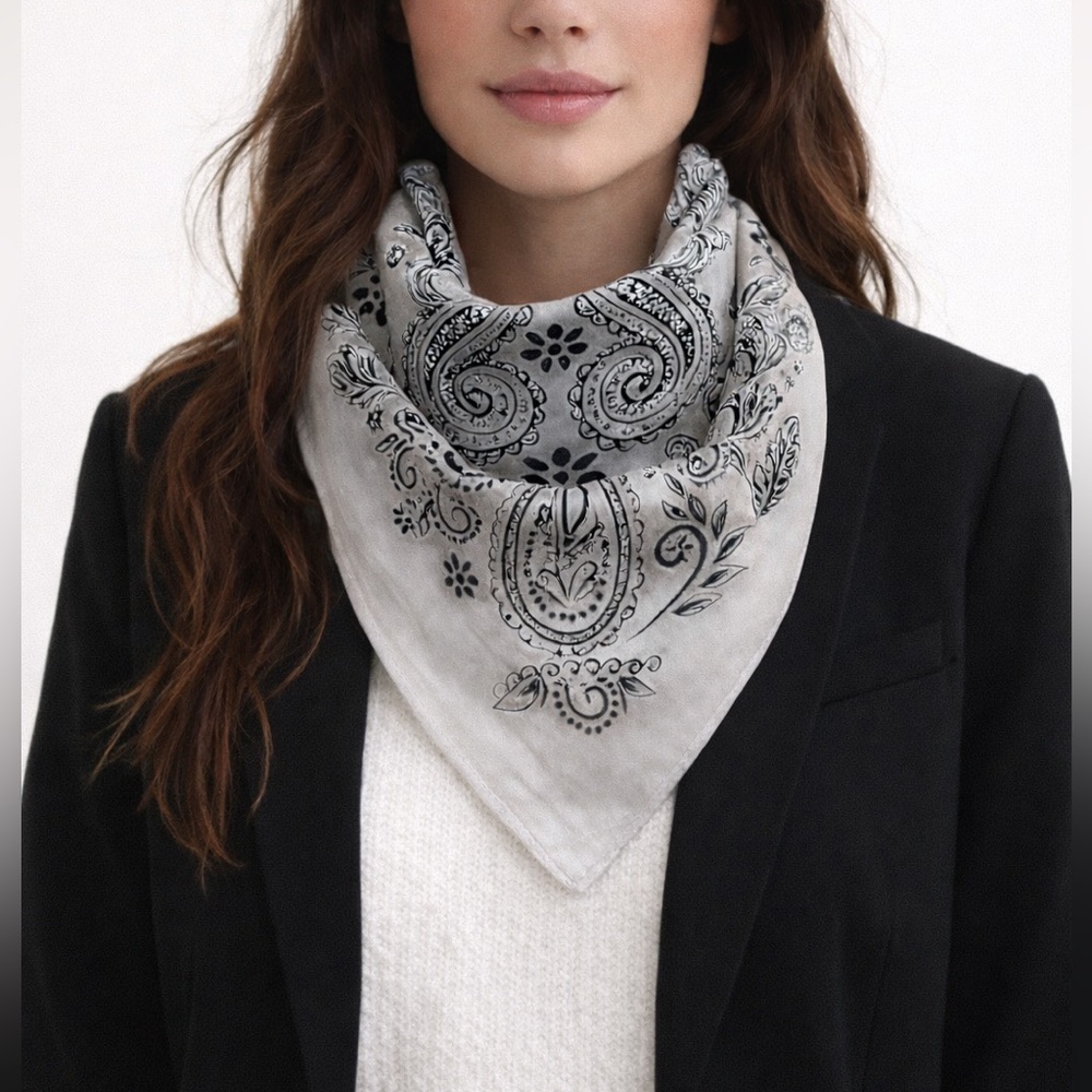 Beige Bandana Pattern Scarf